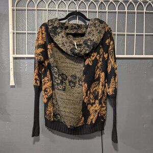 Size L Free People Long Sleeve Pullover Boat Cowl Neck Multicolor Knit Sweater